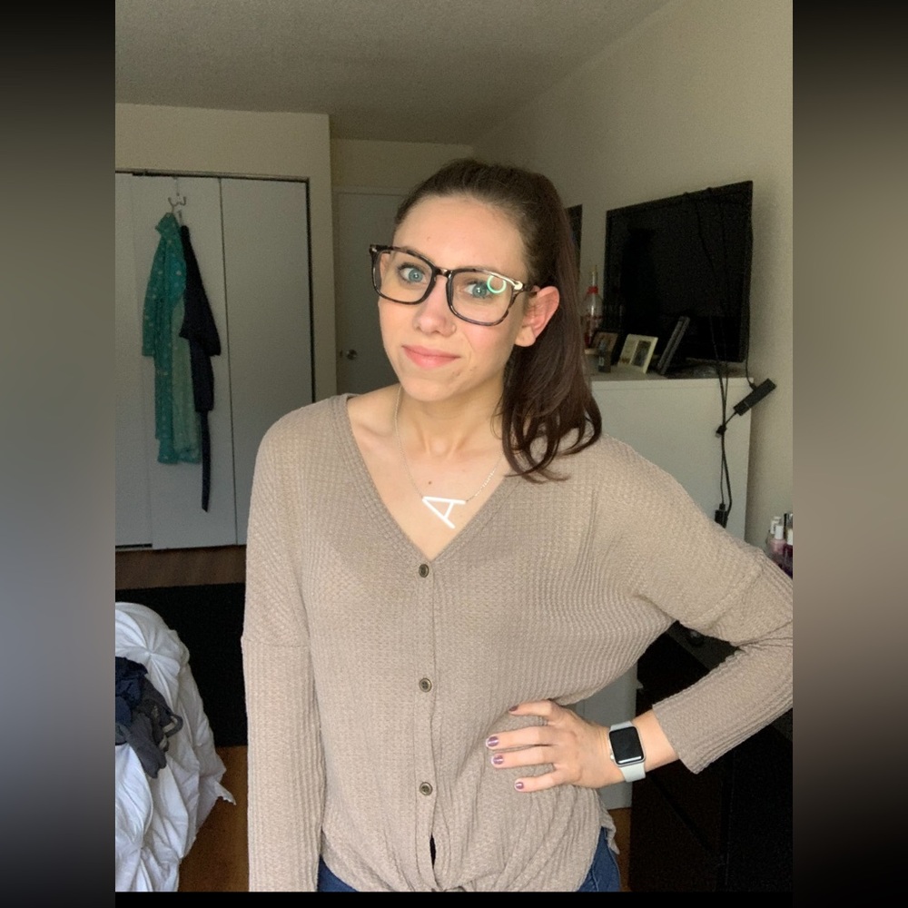 Amazon brown waffle knit top size XS